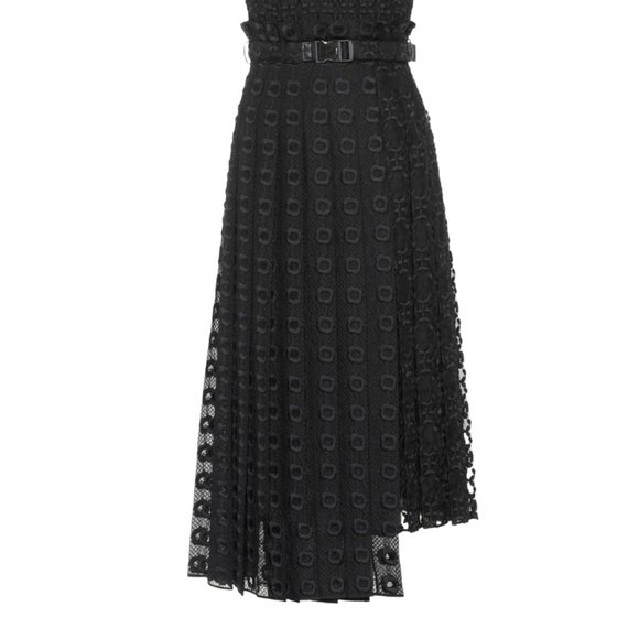 FENDI  Belted Silk-organza Midi Dress In Black Size 44IT,MUS - Picture 9 of 15